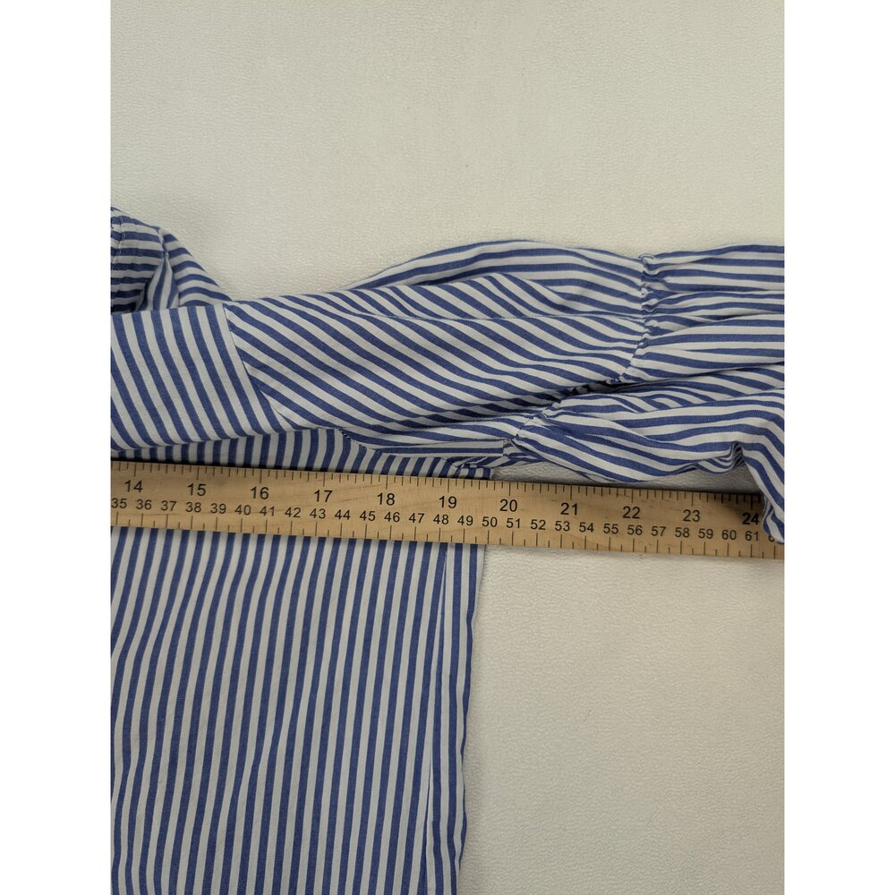 RO&DE Striped Ruffle Sleeve Button-Up Blouse XS - Picture 8 of 10